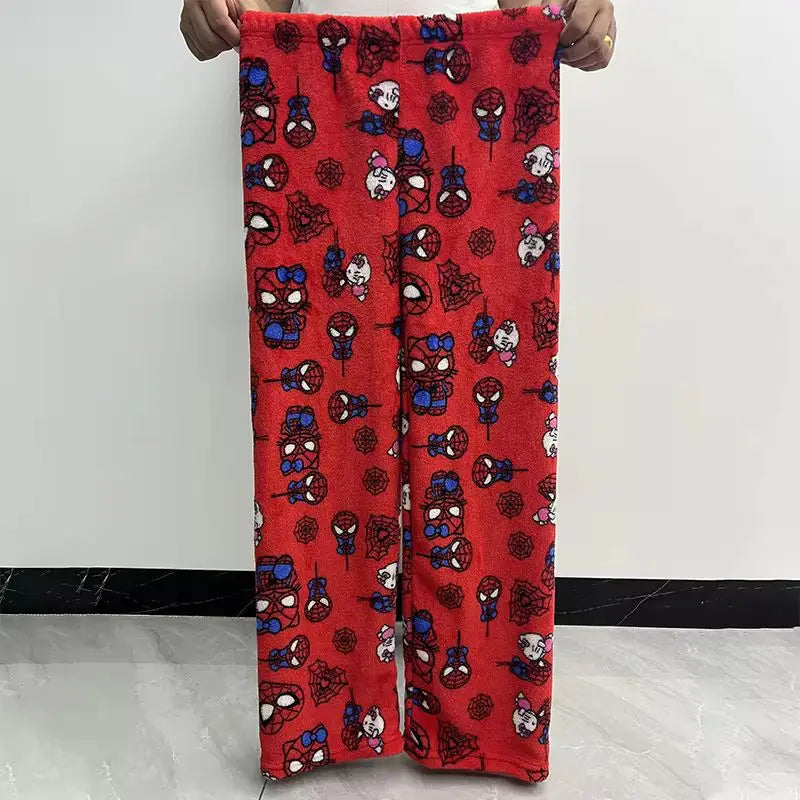 Cotton Velvet Loose Pajamas Hello Kitty Spider-Man Pajamas Long Pants Women'S And Men'S Cartoon Sleeping Casual Wear Halloween