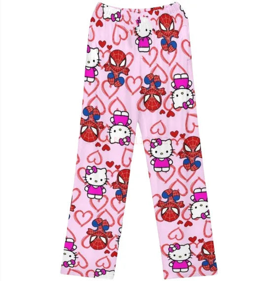 Miniso Spiderman Hello Kitty Cartoon Donna Pigiama Pantaloni Lunghi Primavera/Estate Edizione Coreana Casa Tempo Libero Coppia Pantaloni Pantaloni da Notte