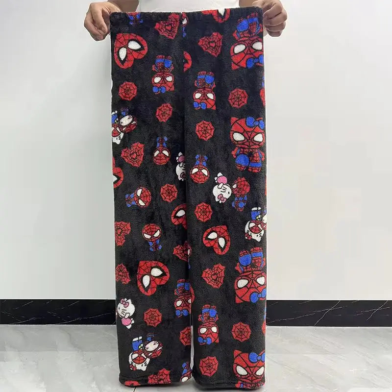 Cotton Velvet Loose Pajamas Hello Kitty Spider-Man Pajamas Long Pants Women'S And Men'S Cartoon Sleeping Casual Wear Halloween