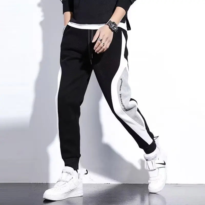 Men Black Pants Hip Hop Drawstring Jogger Fashion Comfortable Trousers Male Casual Sweatpants Loose Elastic Waist Sportswear